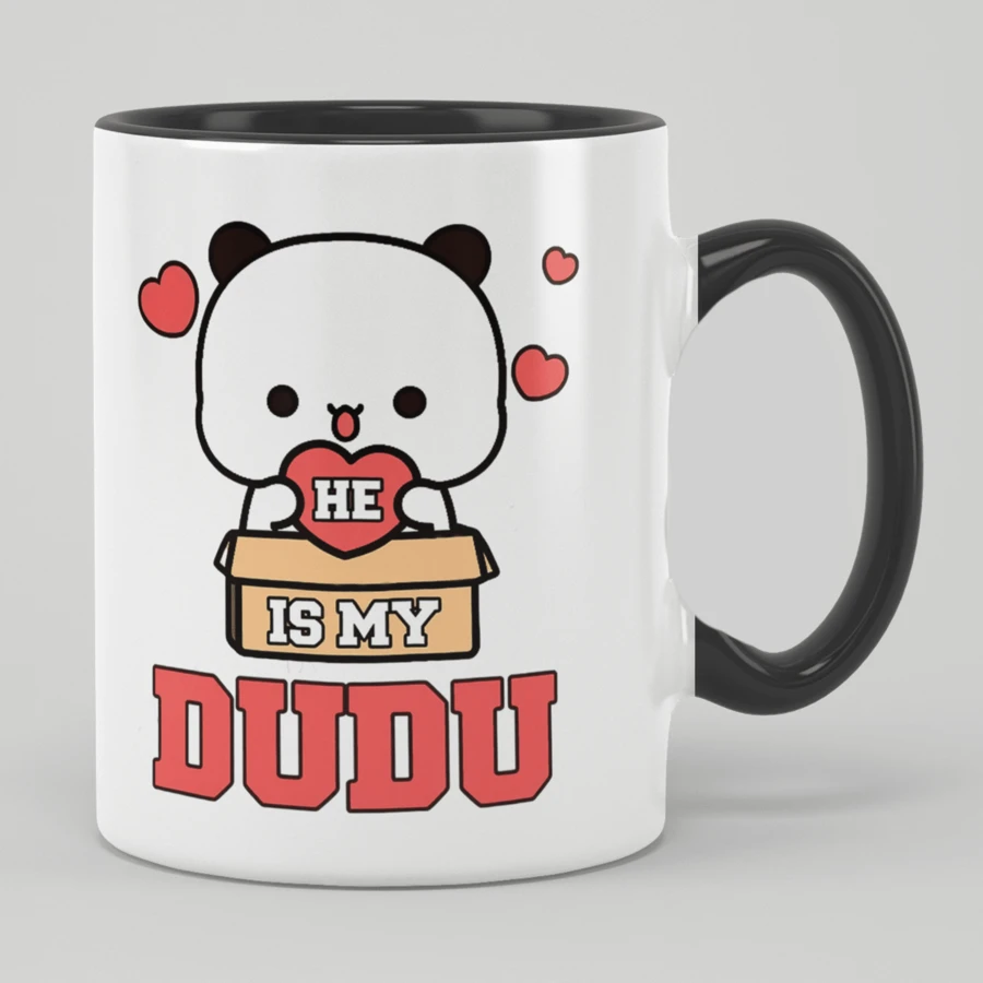 Bộ 2 cốc cà phê gốm hình cặp đôi Dudu & Bubu 11oz, in hình hoạt hình ngộ nghĩnh, món quà lãng mạn lý tưởng cho sinh nhật, kỷ niệm, năm mới và ngày Valentine, dùng được trong lò vi sóng. - Nhiều màu - Xem 1