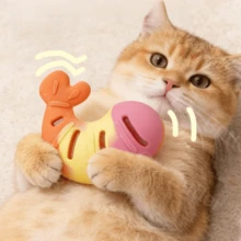 硅胶虾形慢食玩具，耐用耐嚼，适合猫咪和小型/中型犬，有助于缓解无聊并清洁牙齿 - 彩色 - 查看 2