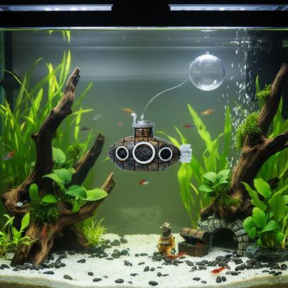 漂浮迷你潜艇水族箱装饰 PVC 潜水员主题鱼缸摆件