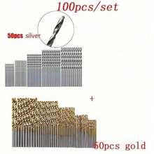 50/100 piezas Juego de brocas de acero de alta velocidad con revestimiento de titanio, punta de 135°, adecuado para manualidades DIY, carpintería, tallado y joyería - Rango de tamaños desde 1/25 pulgada hasta 1/8 pulgada, brocas cilíndricas de metal, brocas helicoidales para metal, madera, plástico, adecuado para mejoras del hogar, herramientas sencillas, conveniente y práctico - A - Ver 7