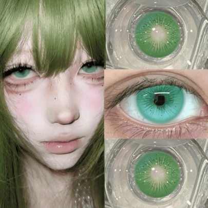  Leermoo 1 Pack (2 Pieces) 1-Year Disposable Crazy Blue & Green & Violet & Brown - Christmas Edition, Small Pupil Design Color Contacts, UV-Blocking Lens, 14.2mm Diameter 8.6mm Base Curve | Enlarge Eyes Vibrant Color For Light & Dark Eyes, Perfect For Christmas Parties, Daily Makeup, Y2K Fashion, Fall Winter & Holiday Gifts