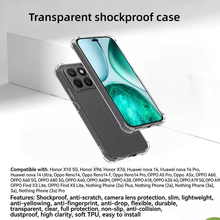 Ốp lưng điện thoại trong suốt chống sốc cho Honor X10 5G, Honor X9d, Honor X7d, Chống sốc, Chống trầy xước, Bảo vệ ống kính camera, Mỏng nhẹ, Chống ố vàng, Chống bám vân tay, Chống rơi vỡ, Linh hoạt, Bền bỉ, Trong suốt, Bảo vệ toàn diện, Chống trượt, Chống va đập, Chống mài mòn, Chống bụi, Độ trong cao, TPU mềm, Dễ dàng lắp đặt - Trong sáng - Xem 1