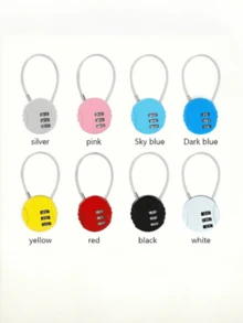 1pc Multi-Function Metal Round Combination Lock - Mini Padlock Suitable For Backpacks, Bags, Luggage And Pencil Cases; Mini Steel Cable Combination Lock - Multicolor - View 5