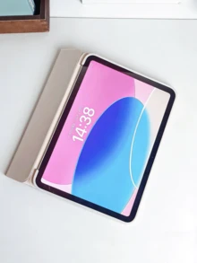 Ốp bảo vệ phẳng thiết kế nơ hồng, tương thích với iPad 10.2" (A16), 11" thế hệ thứ 11 2025, thế hệ thứ 9/10, iPad Air thế hệ thứ 4 10.9", Galaxy Tab S6 Lite 10.4", chống rơi, có khe cắm bút, hỗ trợ chế độ ngủ/thức, quà tặng lãng mạn. - Hồng - Xem 5