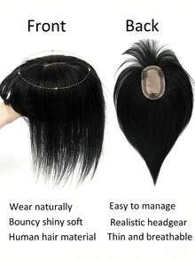 Tóc giả kiểu mái cho nữ, tóc thật, lưới 8x12, 30g, tự nhiên, liền mạch, nhẹ, tạo thêm độ dày để thay thế các lọn tóc giả. - Natural Black - Xem 2