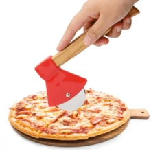 Pizza Cutter, 1 Count Stainless Steel Pizza Slicer With Wooden Handle, Pizza Tool, Kitchen Utensils & Gadgets, Pasta, Round Pie Cutter, Food Divider, Kitchen Utensils,  Kitchen Cooking Accessories(Red). - Red - View 4