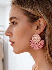 1 Đôi bông tai bằng mây đất sét mềm màu hồng gradient, kiểu dáng bohemian ngọt ngào, phong cách nữ tính cho mùa lễ hội. - Hồng - Xem 2