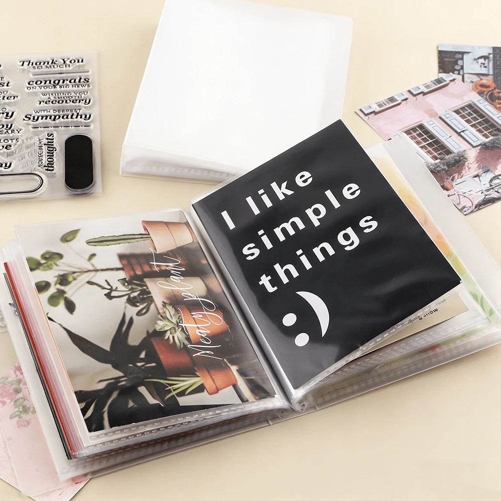 A6 Size Clear Sticker Photo Storage Album With 40 Pages For Postcards Stickers Stamp Cutting Dies Storage Book Organizer Folder Bags - A6 Photo Album/Storage Album - View 1