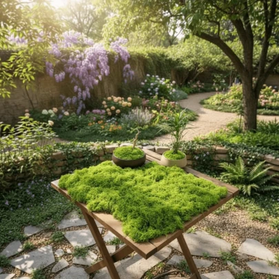 人造苔藓 - 免维护人造苔藓，适用于家居景观、婚礼和节日装饰，塑料质感的草坪般绿色植物，微景观布置装饰，草坪盆景，盆栽覆盖物，适合室内/室外使用，DIY工艺品和家居装饰 - 逼真的绿色草本植物，非常适合微景观和婚礼装饰，易于安装，苔藓盆景和户外园艺。维护成本低，无需浇水，感恩节和家居装饰。