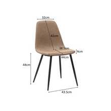 Minimalist Dining Chairs In Fabric & Metal - Dark Khaki, Set Of 2 - 棕色 - 查看 2
