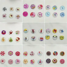 50pcs/100pcs Vintage Painted Wooden Buttons, Round 2-Hole Handmade, DIY Buttons Craft Collage Clothing Accessories Flower Buttons, Random Box - Multicolor - View 12