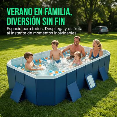 Piscina plegable sin inflable, 3 cm * 185 cm * 55 cm, piscina grande para exteriores, piscina familiar y para niños