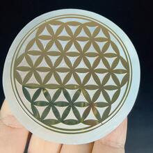 6厘米天然水晶透石膏片，白色石膏，天然透石膏石水晶圆盘，透石膏充电板 - 白色 - 查看 24