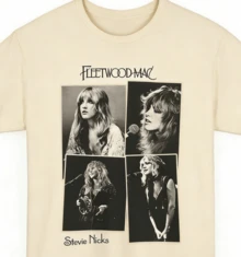 2026 Summer TopsRetro 70s Rock Collage Tee – Iconic Stage Muse Vintage Band Stevie Style Shirt For Nicks Music Lovers & CollectorsLoose And Comfortableshirts - 杏色 - 查看 2