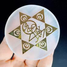 6厘米天然水晶透石膏片，白色石膏，天然透石膏石水晶圆盘，透石膏充电板 - 白色 - 查看 16