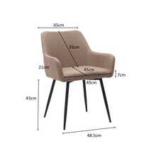 Classic Dining Chairs With Wide Seat, High Armrests & Metal Legs | 2-Piece Comfort Set - Khaki - View 5