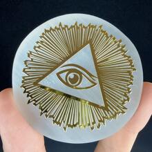 6厘米天然水晶透石膏片，白色石膏，天然透石膏石水晶圆盘，透石膏充电板 - 白色 - 查看 17