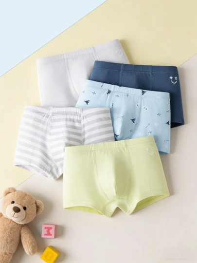 Balabala 5 chiếc/gói Quần lót nam chất lượng cao 100% cotton, họa tiết và màu trơn, kiểu dáng cổ điển.