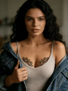 Chest Tattoo Stickers, Mandala & Butterfly Designs, Multi-Purpose Body Art Decals, Waterproof & Easy To Remove - Multicolor - View 3
