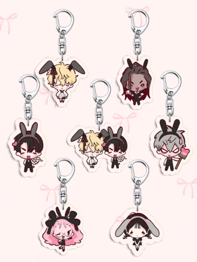 1个可爱亚克力动漫外星人舞台钥匙扣。Q版兔子外星人舞台钥匙扣。可作为包包配饰、趣味饰品和粉丝礼物。非常适合送给男朋友、女朋友、家人、老师，也可作为派对礼物和手机装饰。友谊钥匙扣/女士钥匙扣/包包挂饰/钥匙扣。