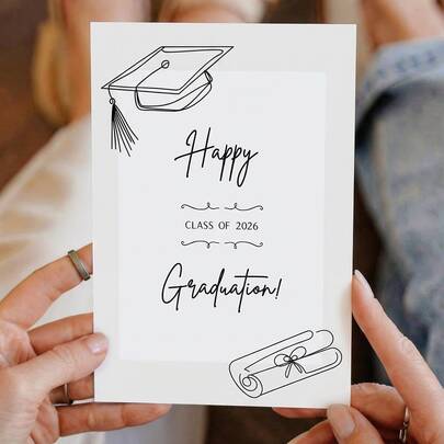 1/6 Pcs "You're My Rock" Graduation Greeting Card With Kraft Envelope, Minimalist Zebra Illustration DIY Coloring Stationery, Creative Artistic Gratitude Gift For Graduates & Mentors