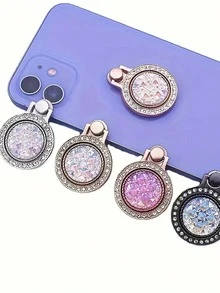 Giá đỡ điện thoại hình trái tim bằng hợp kim kẽm, đính đá, 1 chiếc, vòng giữ điện thoại bằng hợp kim kẽm mạ vàng, kiểu dáng bất đối xứng, có thể điều chỉnh, quà tặng mùa xuân. - Nhiều màu - Xem 8