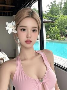 1/9件装女士夏威夷花朵发饰，波西米亚风发夹，泰国兰花，可爱优雅发卡，夏季海滩花朵发饰，送朋友的最佳礼物，服装配饰，拍照道具，芙蓉花，适合日常佩戴、派对、度假、旅行 - 彩色 - 查看 5