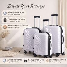 Expandable ABS Hard Shell Luggage Set With Spinner Wheels, Lightweight Travel Suitcase With Built-In Lock, Durable Carry On For Travel - Màu tím hoa cà - Xem 1