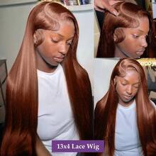 Bone Straight Chocolate Hair Wigs 13x4 Hd Transparent Lace Frontal Human Hair Wigs 180% #4 Straight Human Hair Wigs - S4 - View 4