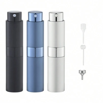 1 قطعة/مجموعة 3 قطع من زجاجات رذاذ العطر القابلة لإعادة التعبئة، بخاخ محمول بتصميم مانع للتسرب وسهل إعادة التعبئة، حاوية عطر بحجم السفر للسوائل، زجاجة رذاذ صغيرة محمولة للسفر والشاطئ والنادي واستخدام يومي، ضروريات السفر الجمالية لمنظم حقيبة المكياج والرائحة الطازجة للحمل