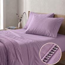 400 Thread Count 3-Piece Bedding Set With Fitted Sheet And Pillowcases, Soft Touch, Everyday Comfort, Single, Full, Queen, King - Lilac - View 2