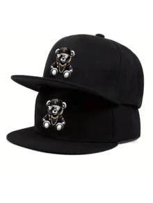 1顶嘻哈熊印花男女通用可调节棒球帽，街头时尚运动帽，夏季、沙滩、假日 - 彩色 - 查看 12