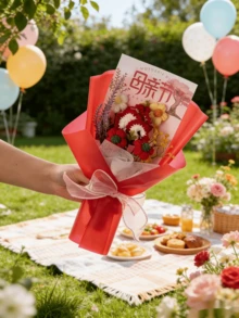 Bó hoa cẩm chướng đan thủ công, quà tặng Ngày của Mẹ, sinh nhật, tốt nghiệp cho nhân viên. - Nhiều màu - Xem 1