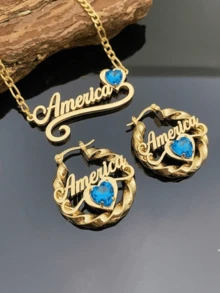 Bộ trang sức đá quý theo tháng sinh cá nhân hóa: Nhẫn và bông tai khắc tên, dây chuyền thép không gỉ hai mặt khắc tên, quà tặng trang sức cá nhân hóa, quà tặng gia đình, quà tặng cho mẹ mới sinh, quà sinh nhật, quà tặng dây chuyền đá quý theo tháng sinh gia đình tùy chỉnh cho thiếu nữ, phụ kiện du lịch mùa hè chống thấm nước và không phai màu. - Nhiều màu - Xem 17