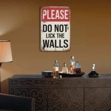 1pc Humorous "Do Not Lick The Wall" Metal Sign, 8x12 Inches, Iron Wall Decor, Suitable For Home, Room, Bathroom, Bar, Cafe, Garage, Farmhouse Decoration - Multicolor - View 5