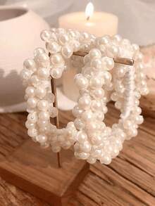 2 chiếc dây buộc tóc đính ngọc trai giả, thích hợp để sử dụng hàng ngày. - Nhiều màu - Xem 4