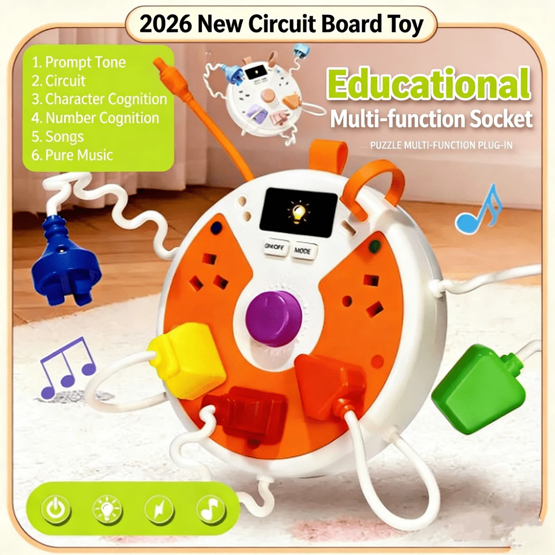 Juguete educativo de tablero ocupado para bebés, juguete de simulación de enchufes - Amarillo - Ver 1