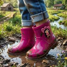 Girls' Cowboy Boots, Various Colors And Styles, For Children - On - Màu Hồng Tươi - Xem 2