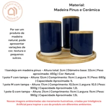 Kit Higiene Bebê Náutico Ceramica Azul Marinho Madeira 3 Pçs - Azul Marinho - Visão 3