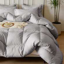 7-Pcs Or 5-Pcs Soft And Breathable Checkered Comforter Sets Queen, As A Family Gift. Includes Fitted Sheet, Flat Sheet, Pillowcase And Comforter, Bed In A Bag, A Luxurious Bedding Set, Machine Washable - Màu Xám nhạt - Xem 5