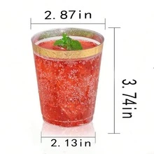 10pcs/20pcs/25pcs/30pcs/40pcs Premium Gold-Rimmed Clear Plastic Cups, Reusable Beverage Cups Suitable For Parties, Weddings, Picnics And Various Events - Transparent With Gold Trim - View 6
