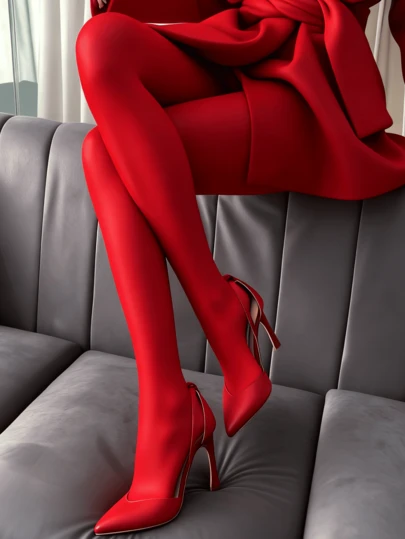 1pc Plus Size High Elasticity Shaping Leggings, Bright Red, Suitable For Mother's Day And Valentine's Day,Summer,Beach,Hat
