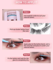Mlen Diary Eyelash Clusters, 10 Pairs 10-14mm C Curl False Eyelashes, DIY Cartoon Style Natural Fluffy Lashes, Suitable For Home Use - C - View 8
