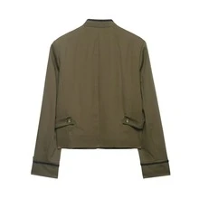 Camellia New Arrival Women's Fashion European And American Style Padded Shoulder Tie Knot Button Blazer, Autumn/Spring - Green - View 9
