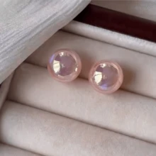 Đôi bông tai đính ngọc trai hồng hình nàng tiên cá, cao cấp, đơn giản, ngọt ngào, phong cách Hàn Quốc, nhỏ nhắn, dễ phối đồ, thích hợp đeo hàng ngày. - Hồng - Xem 2