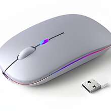 Rechargeable Wireless Mouse RGB Led 2.4ghz Ultra Slim Optical RF-6800C - Silver - View 2