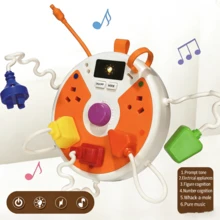 Juguete educativo de tablero ocupado para bebés, juguete de simulación de enchufes - Amarillo - Ver 5