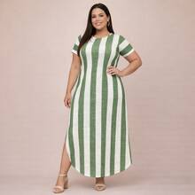 Women's Long Saruel Dress With Sleeves, Romantic Style, Women's Clothing - Green - View 7