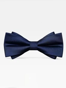 1pc Men's Navy Blue Textured Bow Tie - Navy Blue - View 2