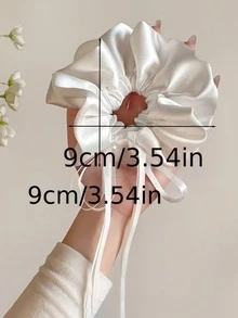 1/2个黑白缎带蝴蝶结发圈，法式优雅丝带马尾发圈，慵懒丸子头造型配饰，通勤、工作、约会、日常佩戴、洗脸、戴口罩等场合皆宜，复古甜美风格发圈，高弹力，不伤发，旅行必备 - 彩色 - 查看 11